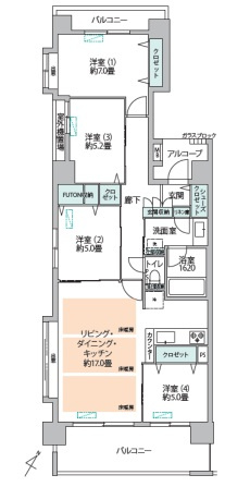 【間取り】 | コスモ警固ロイヤルフォルム☆仲介手数料無料☆