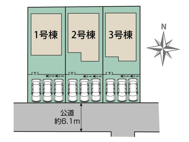 ブルーミングガーデン宇都宮市六道町２期　新築一戸建ての区画図|宇都宮市六道町2期3棟区画図