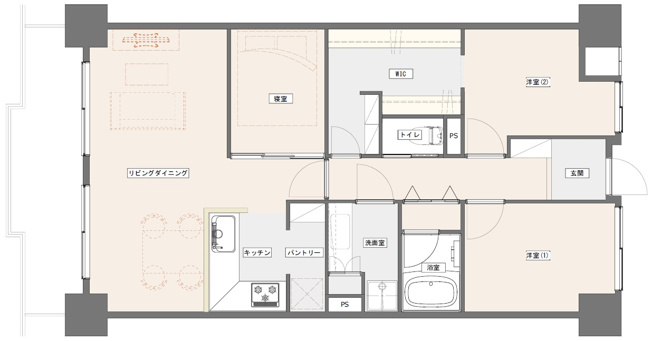 【間取り】 | ユニライフ北大阪２号棟 | リノベーションプランイメージ／室内丁寧にお使いにつき、そのままでもお住まいいただけますが、リノベーションプランのご用意もございます！（※リノベーションは別途費用要）