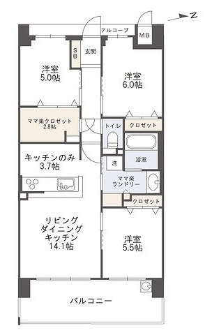 アルファステイツ太田中央公園の間取り|3LDK