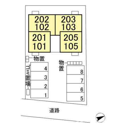 柏崎市松波３丁目のアパートの区画図