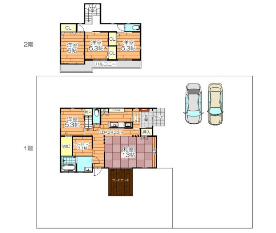 【間取り】 | 淡路市釜口　オーシャンビューのオール電化、築浅住宅