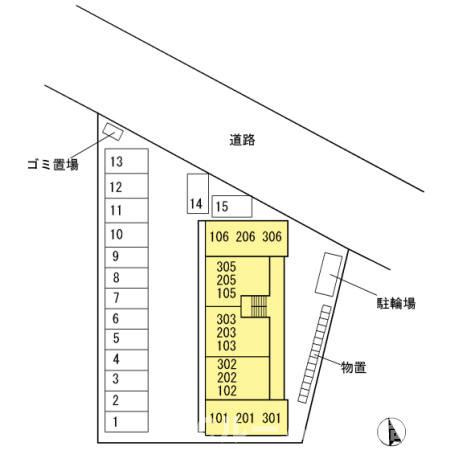 柏崎市茨目１丁目のアパートの区画図