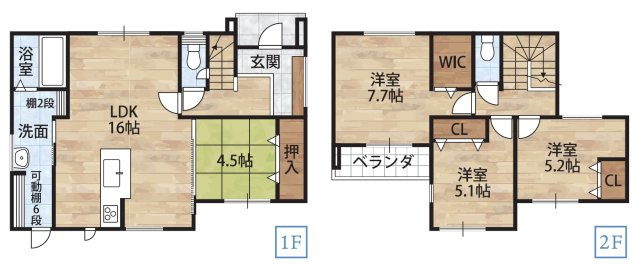 岩出中島Ⅴ・新築戸建の間取り
