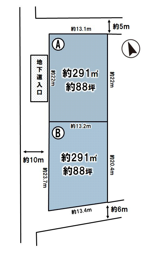 《分譲地》小山市東間々田１丁目　全2区画の区画図