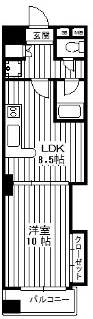 大阪市天王寺区上本町９丁目の賃貸マンションの間取り