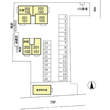 柏崎市東本町３丁目のアパートの区画図
