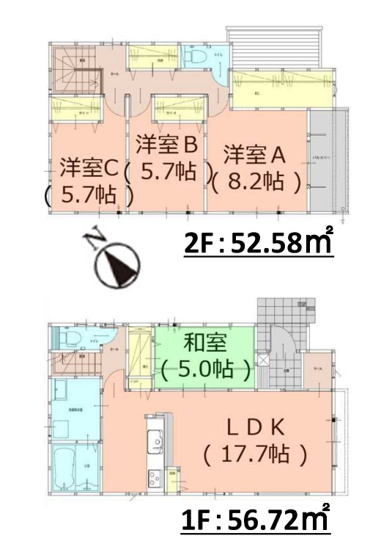 【間取り】 | 糟屋郡粕屋町長者原東7丁目1期　1号棟（全2棟）【仲介手数料無料・0円】 | 平日、土日祝日もお好きな日時にご見学可能です。お気軽にお問合せ下さい。