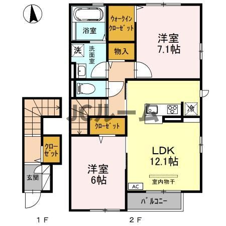 柏崎市半田１丁目のアパートの間取り