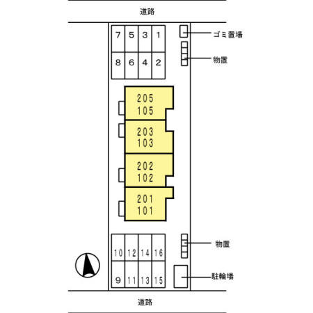 柏崎市豊町のアパートの区画図