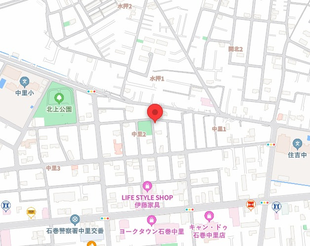 【地図】 | リーブルガーデン石巻市中里２丁目　2区画