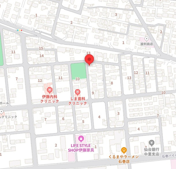 【地図】 | リーブルガーデン石巻市中里２丁目　2区画