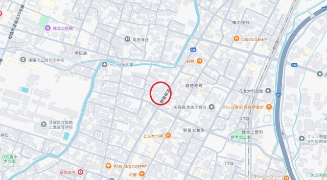 リベール姫路城北　　JR「野里駅」徒歩17分の地図