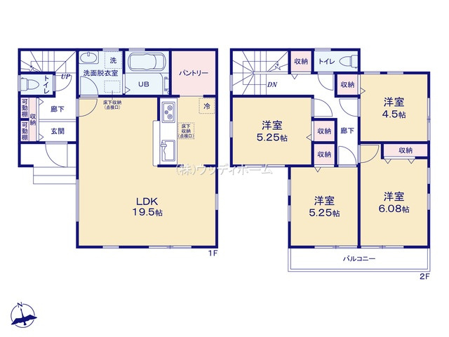 春日部市小渕　新築一戸建て　7号棟の間取り