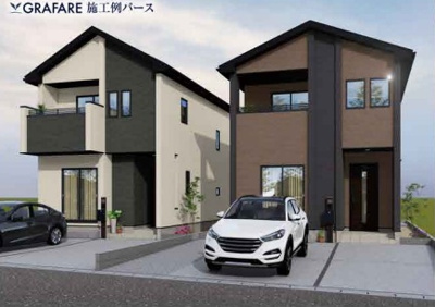 【完成予想図】 | 【新築分譲住宅】東根市六田3期　全4棟 | 施工例パースです。
※イメージにつき、実際とは異なります。