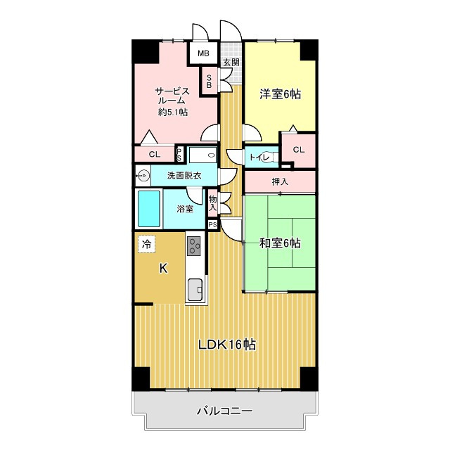 ワコーレ・ロイヤルガーデン・北本A棟の間取り|2SLDK、専有面積67.59m2、バルコニー面積10.40m2　南西向き　7階