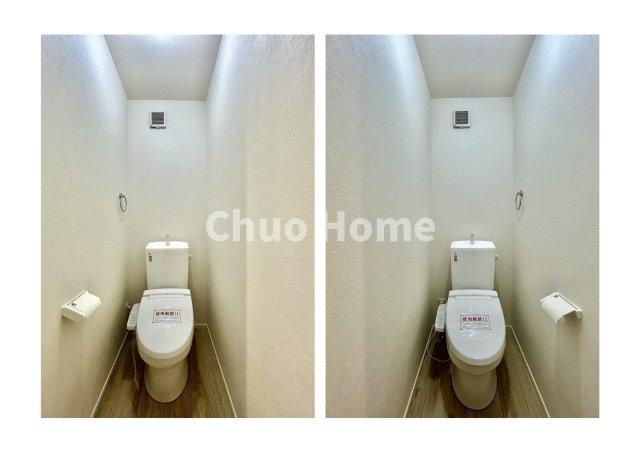 葛飾区柴又3丁目新築分譲住宅のトイレ|【トイレ】 温水洗浄便座機能付きトイレ。温水洗浄便座は清潔にお使いいただくための大切なアイテムです。