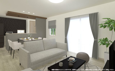 【完成予想図】 | 【LDK　イメージパース】
※画像は設計図面を基に作成したイメージです。