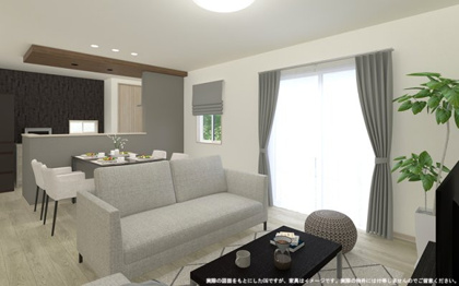 【完成予想図】 | 【LDK　イメージパース】
※画像は設計図面を基に作成したイメージです。