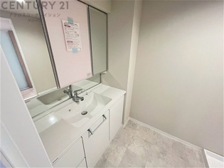 化粧品や洗顔料、歯ブラシなどの必需品をまとめて置ける収納スペースがあり、使用するたびに取り出す手間が省けます。また、水回りのため、濡れても大丈夫な素材が使用されており、お手入れが簡単です。