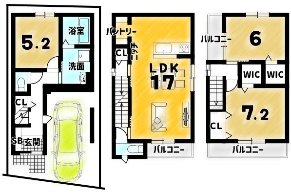 梅津中村町 条件付土地の区画図|【土地1400万円　建物1698万円】