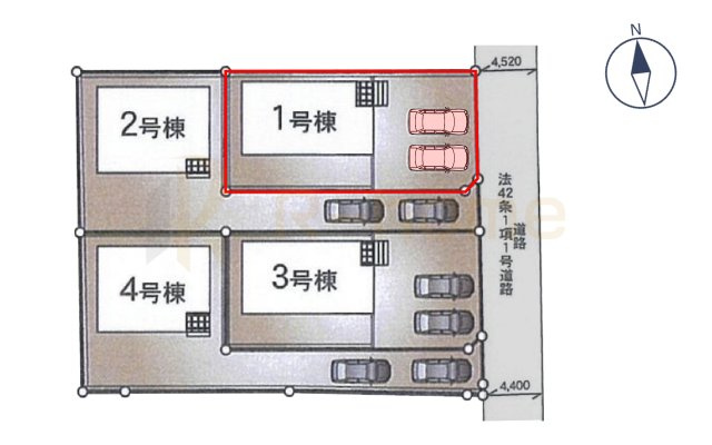 常総市新石下第9　新築戸建て　1号棟の区画図|大きなお買い物だからこそ、メリット・デメリットを伝えさせて頂きます。
R-homeにお任せください♪