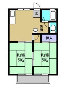 知多郡武豊町字六貫山　ハイツトリイA/Bの間取り|ハイツトリイB　間取り一例