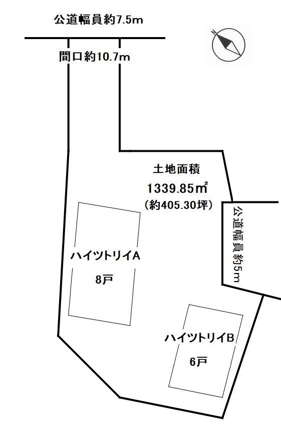 知多郡武豊町字六貫山　ハイツトリイA/Bの区画図