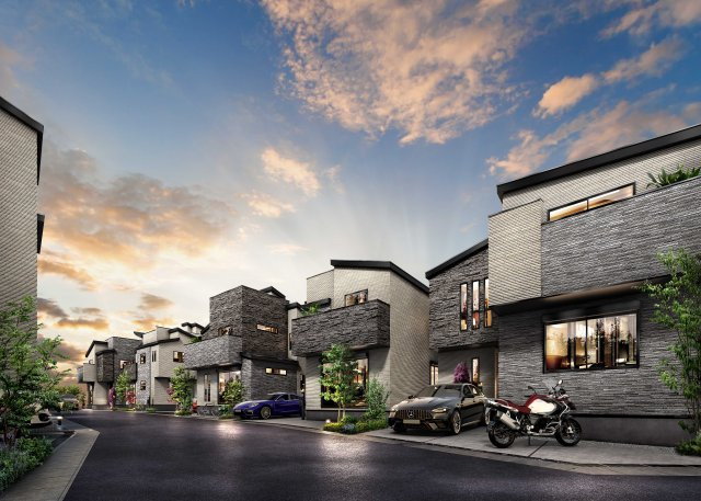 【外観パース】 | 川越市大字藤間　未入居一戸建住宅　全9棟　(ふじみ野店) | スカイバルコニー完備！全９棟の分譲住宅が誕生いたしました。
ぜひ現地をご見学ください！
