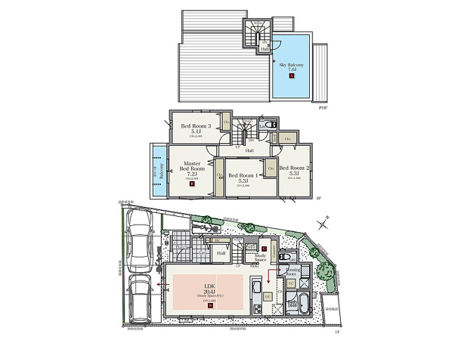 【間取り】 | 川越市大字藤間　未入居一戸建住宅　全9棟　(ふじみ野店) | LDK20.4帖。
20帖超の広々としたLDK。
リモートワークやお子様の学習にも活躍のスタディスペースがございます。