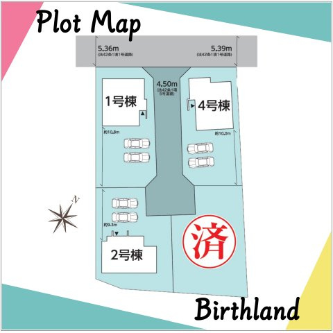 新築戸建・建売　郡山市富田町字大徳南　GRAFARE　全4棟の区画図|＜2号棟＞カースペース2～3台　※敷地内に電柱及び支線が入る場合がございます。