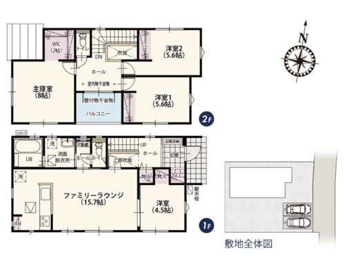 【間取り】 | 全居室2面採光で明るく風通しのいい家。リビングは隣接した洋室と一帯にすることもできるのでより開放感のある空間作りができそう♪