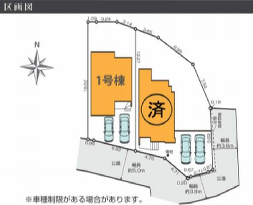 【区画図】 | 【仲介手数料０円】藤沢市城南1期　新築一戸建て　1号棟　全2棟 | 【仲介手数料０円】藤沢市城南1期　新築一戸建て　全2棟