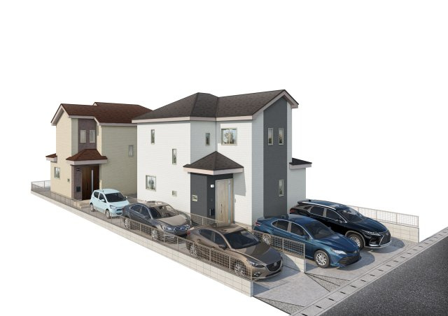 仲介手数料不要　ハートフルタウン東区月出7丁目【月出小・西原中】の外観パース|A号棟・B号棟