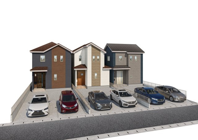 仲介手数料不要　ハートフルタウン東区月出7丁目【月出小・西原中】の外観パース|C号棟・D号棟・E号棟