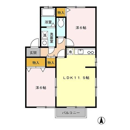 アンソレイエ　Ⅱの間取り