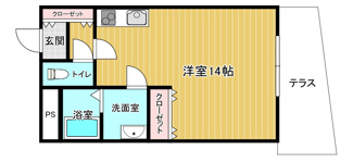 【間取り】 | KKアパート | ゆったり１Rです！