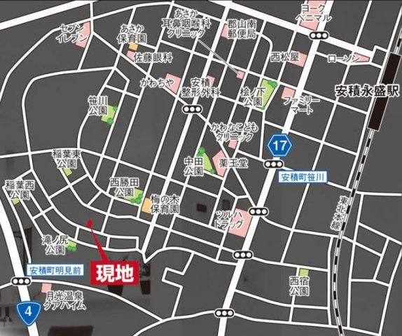 新築戸建・建売　郡山市安積町南長久保2期　安積三小・安積二中の地図