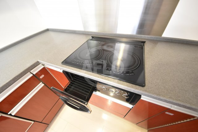 シティタワー堀江　堀江小学校区のキッチン|シティタワー堀江　3口IHカウンターシステムキッチン（グリル、ディスポーザー付き）