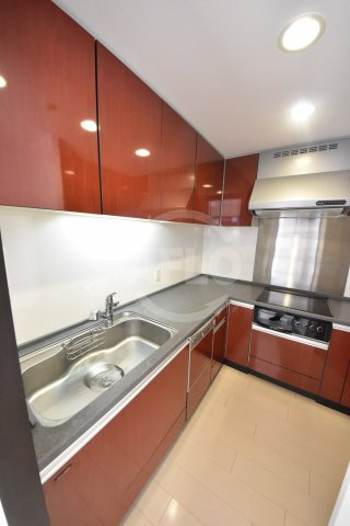 シティタワー堀江　堀江小学校区のキッチン|シティタワー堀江　3口IHカウンターシステムキッチン（グリル、ディスポーザー付き）