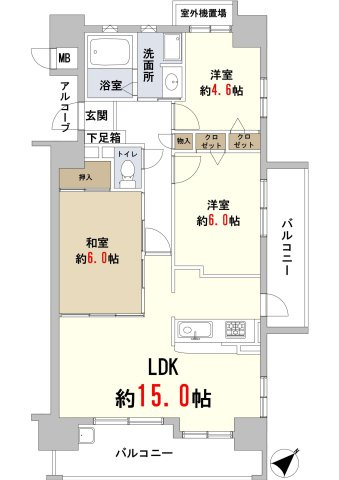 シャルマンフジソフィア泉大津駅前の間取り|３LDK