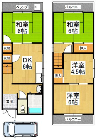 【間取り】 | 堺市東区北野田貸家