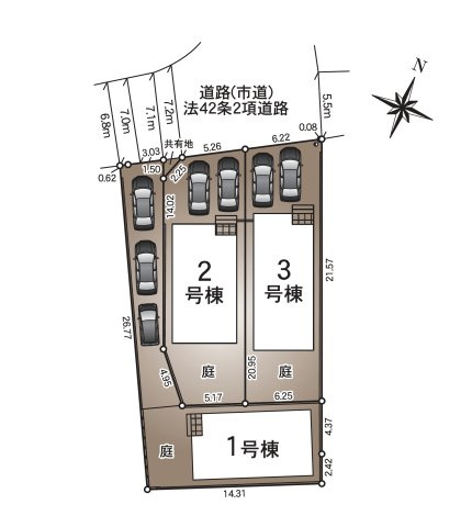 熊本市北区高平3丁目第2-3棟（3号棟）の区画図|配置図（3号棟）