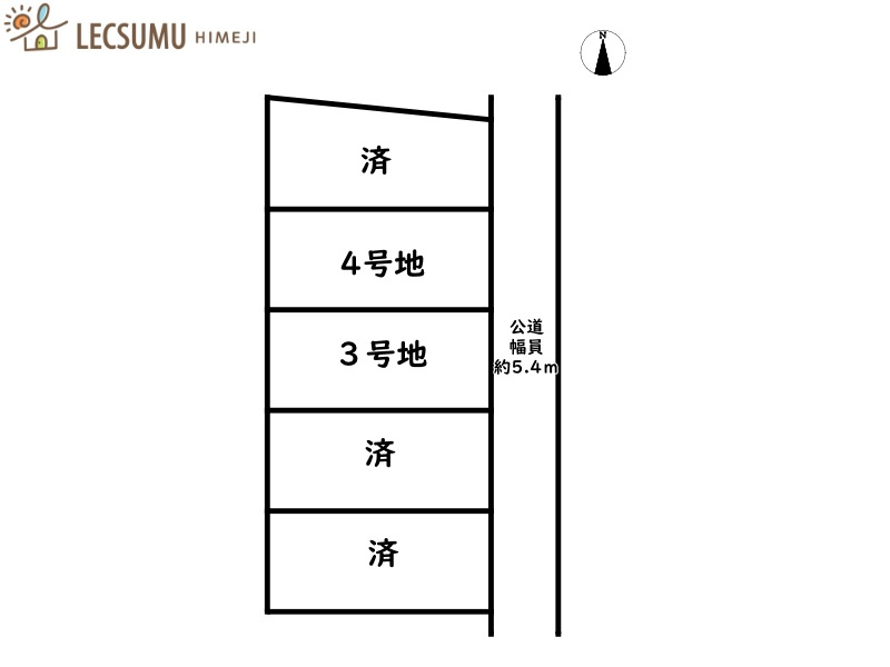 揖保郡太子町鵤／全5区画の区画図