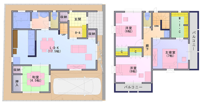 【間取り】 | 八尾市東町1丁目 | 【4LDK＋駐車スペース】寝室に広いウォークインクローゼットあり！食洗機・浴室乾燥機完備☆2面バルコニー☆地盤保証・白蟻保証付き☆フラット35S適用可能です☆