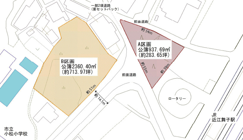 大津市南小松1109-1他　駅前売土地の土地図
