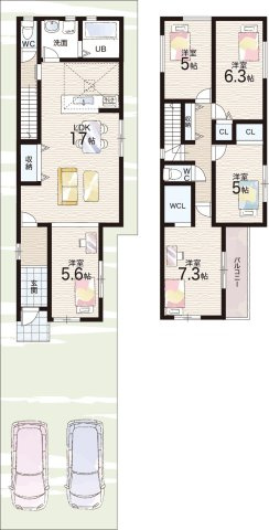 堺市堺区宿屋町東　新築一戸建ての間取り|1号地