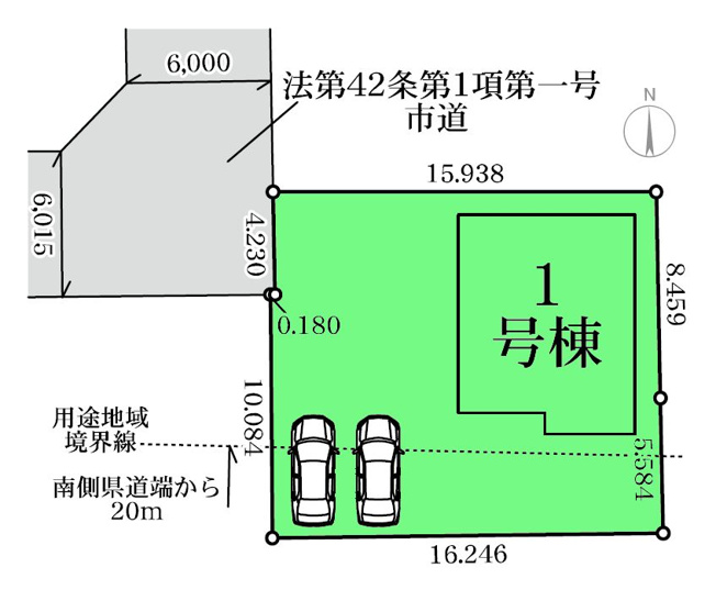 【区画図】 | リーブルガーデン.S前橋市南町ー① | カースペースは4台以上駐車可能！