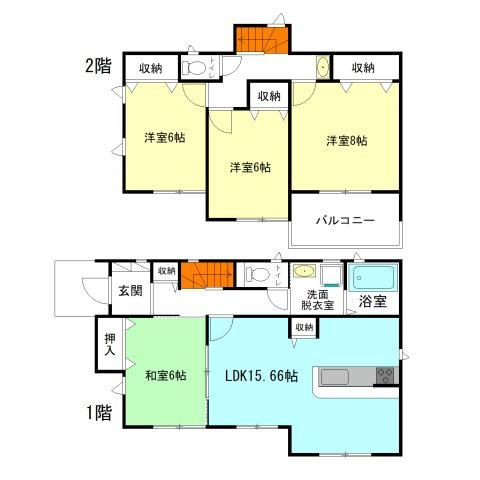 【間取り】 | いろどりアイタウン安中市古屋ー③ | 全居室6帖以上＋暖かな南向き間取り！