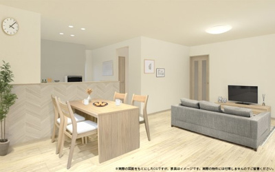 【完成予想図】 | 【LDK イメージパース】
※画像は設計図面を基に作成したイメージです。